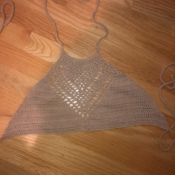 Nude Crochet Halter Beach Top - Picture 5 of 5